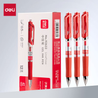 得力 S01 按动式中性笔 0.5mm弹簧头 红 12支/盒单位:盒