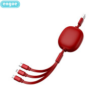 恩谷 数据线EG-919 红色 充电线数据线适配苹果安卓一拖三伸缩66W快充