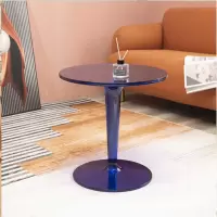 亚克力边几 北欧简约创意时尚角几现代小圆桌洽谈桌蓝色