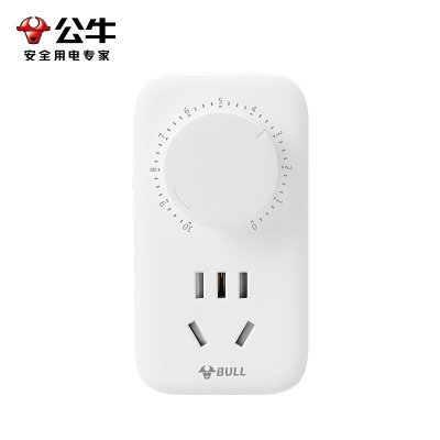 公牛(bull)GND-7 10A旋钮定时通/断电 插座开关插排远距离控制开灯家用电源插座转换器排插