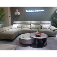 科朔真皮沙发现代简约长沙发工厂展厅实拍皮沙发F621