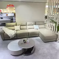 科朔真皮沙发现代简约长沙发工厂展厅实拍小户型沙发F618#