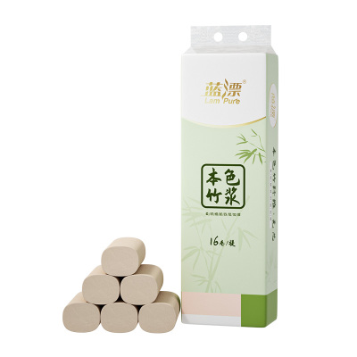 蓝漂(Lampure)本色卷纸无芯卷筒纸卫生纸家用实惠装纸巾厕纸16卷*1提装(竹影绰绰)LP-39588