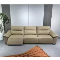 科朔头层牛皮沙发现代简约直排电动沙发工厂展厅实拍真皮沙发Y9914