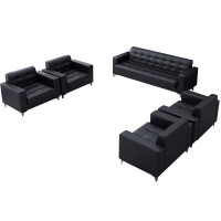 锦北 办公沙发商务接待会客皮沙发办公室商务洽谈沙发组合西皮