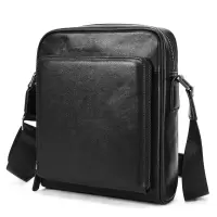 苏宁宜品&一禾亼物新款潮流真皮男士时尚百搭单肩包头层牛皮休闲斜挎包男邮差包6240
