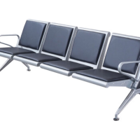 锦北 钢制排椅机场椅加固加厚长椅候诊椅连排输液等候椅A款单人位皮面