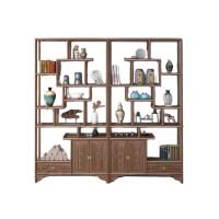 锦北 博古架多宝阁茶叶架子新中式客厅办公室隔断置物架两门一斗博古架