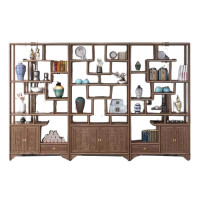 锦北 博古架多宝阁茶叶架子新中式客厅办公室隔断置物架 三联博古架