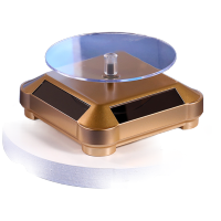 万控旋转展示台太阳能首饰架圆角金色承重500克以下