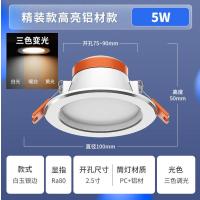 佛山照明筒灯【三色调光】筒灯2.5寸5W【白玉银边】-