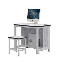 锦北 机房微机室单双人培训电脑桌驾校培训考试桌子 0.8单人后机箱