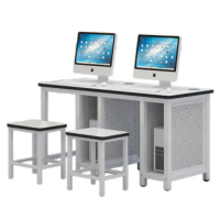 锦北 机房微机室单双人培训电脑桌驾校培训考试桌子 1.6双人右机箱