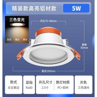 佛山照明筒灯【三色调光】筒灯2.5寸5W【白玉银边】--
