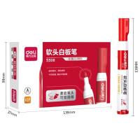 得力10支装白板笔黑色蓝色红色水性可擦大头笔红蓝白板笔 软头白板笔红色10支装6817
