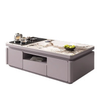 晋舰 岩板茶几客厅茶台烧水壶一体桌家用泡茶台办公室茶桌 1.3米浅灰(潘多拉岩板)