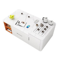 锦北 岩板茶几客厅茶台烧水壶一体桌家用泡茶台办公室茶桌 1.5米纯白色配壶