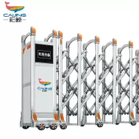 CJ-SSM027 智能不锈钢伸缩门学校小区工厂电动大门推拉门商业办公大门酒店家具电动门