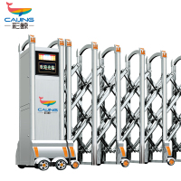 CJ-SSM018智能不锈钢伸缩门学校小区工厂电动大门推拉门商业办公大门酒店家具电动门