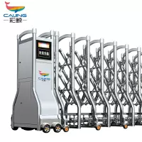 CJ-SSM2980智能不锈钢伸缩门学校小区工厂电动大门推拉门商业办公大门酒店家具电动门