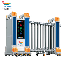 CJ-SSM025智能不锈钢伸缩门学校小区工厂电动大门推拉门商业办公大门酒店家具电动门