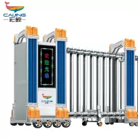 CJ-SSM025智能不锈钢伸缩门学校小区工厂电动大门推拉门商业办公大门酒店家具电动门