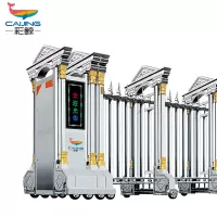 CJ-SSM030智能不锈钢伸缩门学校小区工厂电动大门推拉门商业办公大门酒店家具电动门