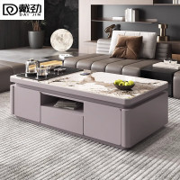 戴劲岩板茶几客厅茶台烧水壶一体桌家用泡茶台办公室茶桌 1.2米浅灰