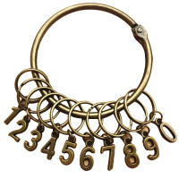 Homeglen复古钥匙扣 古铜色8.5cm卡圈+10环数字圆环