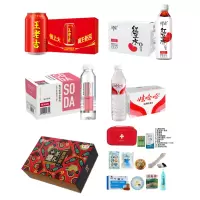 娃哈哈+王老吉+可漾红豆水+农夫山泉苏打水+中粮中茶+防暑降温套装