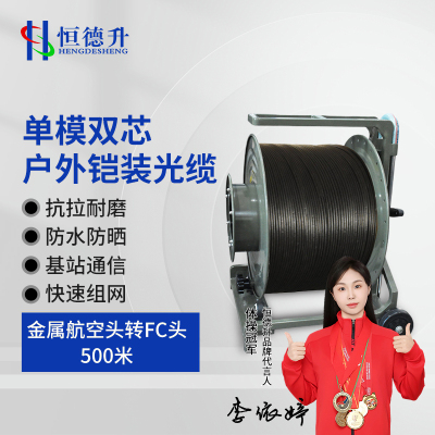 恒德升铠装光缆 通信基站应急抢修放缆车缆线单模双芯 航空头转FC 500米