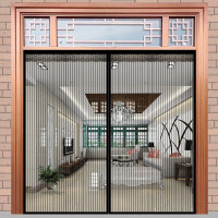 夏季大尺寸大门网纱防蝇虫自吸防蚊磁性魔术贴隔断纱窗防蚊门帘条纹黑色242*147cm[顾客定制]