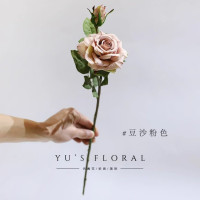 企采严选 仿真花胭脂玫瑰豆沙粉色花艺造软装陈设低饱和度假假花摄影道具 玫瑰花咖色