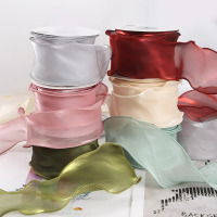 企采严选 6cm百合缎真丝感鱼尾纱带蝴蝶结发饰花束包装花店丝带蛋糕礼物diy 白茶 10米/卷