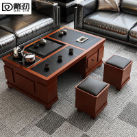 戴劲火烧石功夫茶几茶桌椅组合茶具一体套装茶台一键上水 1.2米柚木红