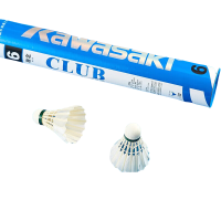 川崎(KAWASAKI)王者羽毛球 鹅弯拉直粗毛台纤双拼球头飞行稳定耐1筒俱乐部6号77速12只装