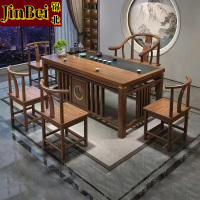 锦北 茶台茶具套装一体禅意茶几茶桌椅组合桌泡茶台1.8明月桌+围椅+4月牙