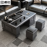 戴劲火烧石功夫茶几茶桌椅组合茶具一体套装茶台一键上水 1.2米宝马灰