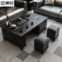 戴劲火烧石功夫茶几茶桌椅组合茶具一体套装茶台一键上水 1.2米黑色