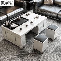 戴劲火烧石功夫茶几茶桌椅组合茶具一体套装茶台一键上水1.3米白色