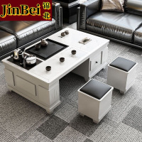 锦北火烧石功夫茶几茶桌椅组合茶具一体套装茶台一键上水1.2米白色