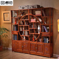 戴劲博古架多宝阁茶叶架子新中式客厅办公室隔断置物架 大团圆博古架