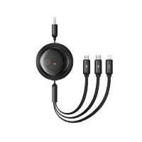 倍思 酷睿系列 随意拉伸快充数据线 USB to M+L+C 3.5A 1.1m-星曜黑