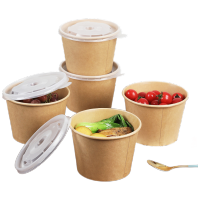 芳草地一次性打包碗3G6002竹纤维纸碗360ML*50只小碗露营烧烤酸辣粉麻辣烫带盖