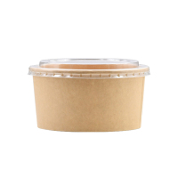 芳草地一次性牛皮纸打包盒3G5481加厚牛皮纸碗1000ML*50套外卖快餐盒水果盒泡面碗带盖