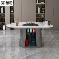 戴劲岩板茶桌椅组合现代家用阳台简约茶桌办公室泡茶桌1.4岩板茶桌-单桌