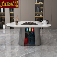 锦北岩板茶桌椅组合现代家用阳台简约茶桌办公室泡茶桌1.4桌