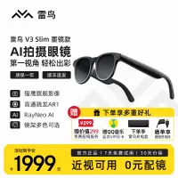 雷鸟RayNeo V3 Slim AI拍摄智能眼镜 蓝牙眼镜 镜架非平光镜 墨镜款 (含充电盒)