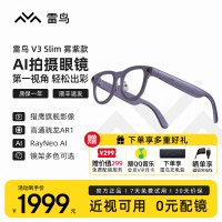 雷鸟RayNeo V3 Slim AI拍摄智能眼镜 蓝牙眼镜 镜架非平光镜 雾紫(含充电盒)