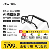 雷鸟 RayNeo V3 Slim AI拍摄智能眼镜 蓝牙眼镜 镜架非平光镜 玄黑